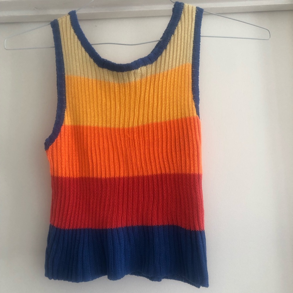 ❤️Miss Sparkling Knit Multicolored Stripe Sleeveless Top Size S